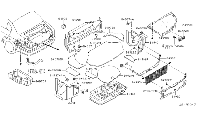 2002 Infiniti Q45 Spare Tire Components (Trim clip) Diagram for 0155309611