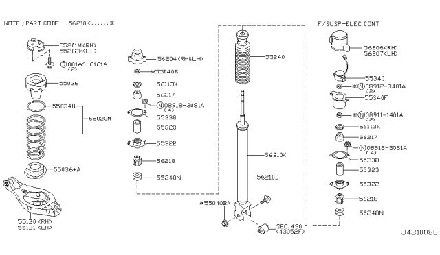 2002 Infiniti Q45  Bolt Diagram for 56280AQ000