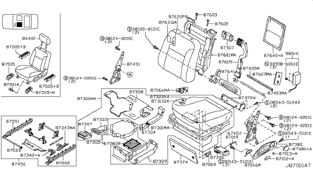 2005 Infiniti Q45 Holder Assy-Headrest, Free Diagram for 8760379918