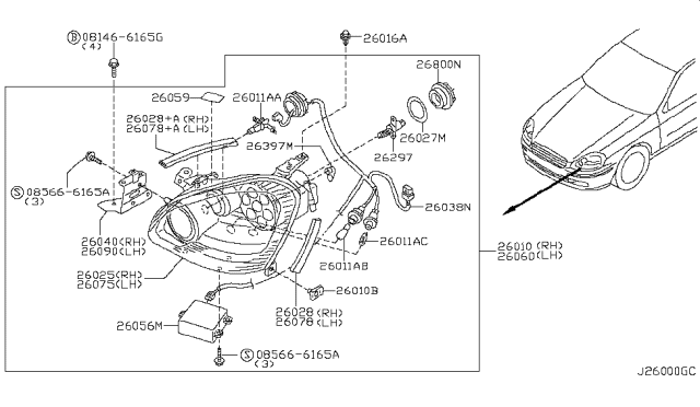 2004 Infiniti Q45  Bulb Diagram for 2629189903