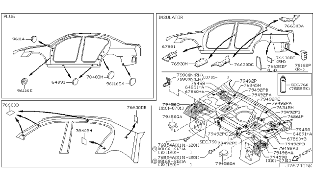 2002 Infiniti Q45  Plug Rubber Diagram for 0165801361