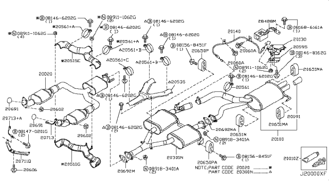 2006 Infiniti Q45 Mounting-Exhaust, Rubber Diagram for 206515L300