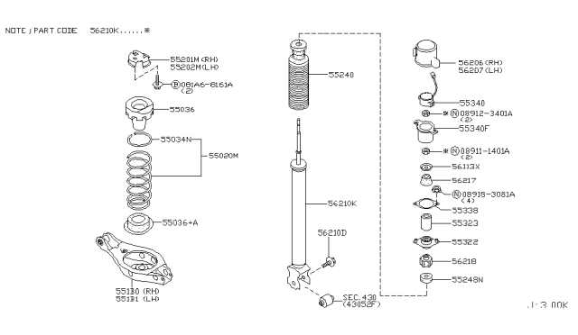 2006 Infiniti Q45 Bolt Diagram for 56280AQ00A