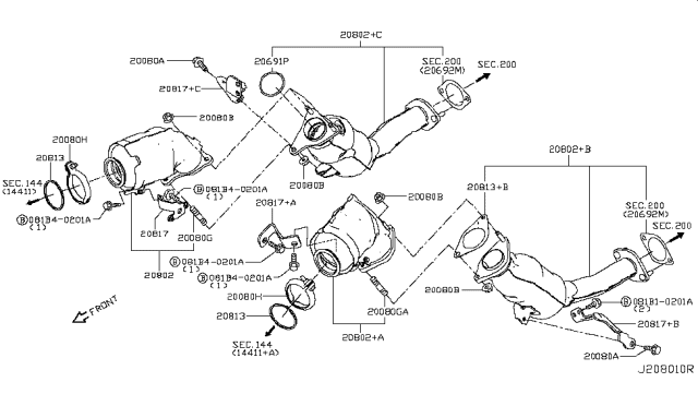 2018 Infiniti Q50  Bolt Diagram for 140694GD0D