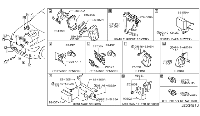 2015 Infiniti Q50  Horn Assy-Electric Low Diagram for 256204GA0A