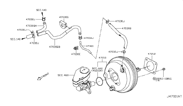 2019 Infiniti Q50  Booster Assy-Brake Diagram for D72104GC5A