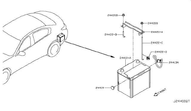 2018 Infiniti Q50  Tube Assy-Battery Diagram for 244131MS0A