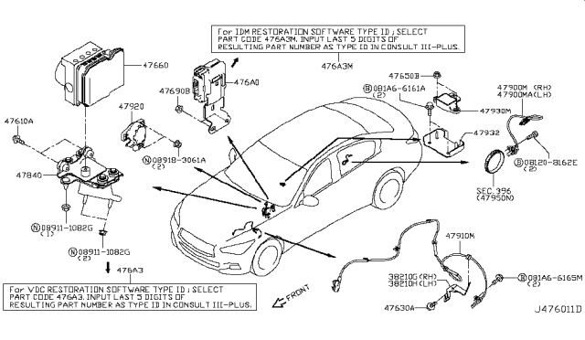2019 Infiniti Q50  Actuator & Ecu Assy-Antiskid Diagram for 476604GD5A