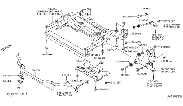 2017 Infiniti Q50 Transverse Link Complete, Right Diagram for 545001BD2B