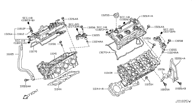2018 Infiniti Q50  Head Assy-Cylinder Diagram for 1103991C0N