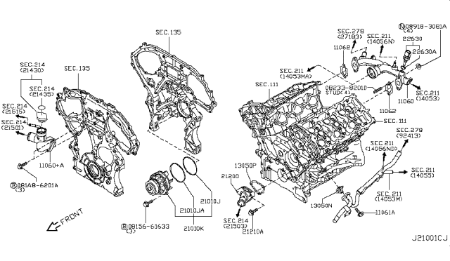 2018 Infiniti Q50  Engine Coolant Temperature Sensor Diagram for 22630HG00D
