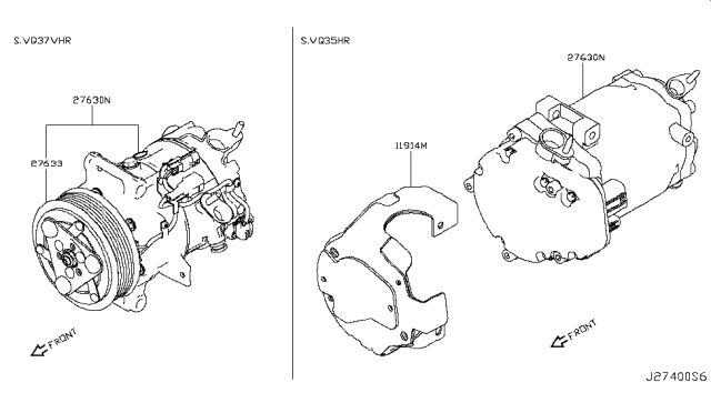 2014 Infiniti Q50  Stay-Compressor Diagram for 119154GA0A