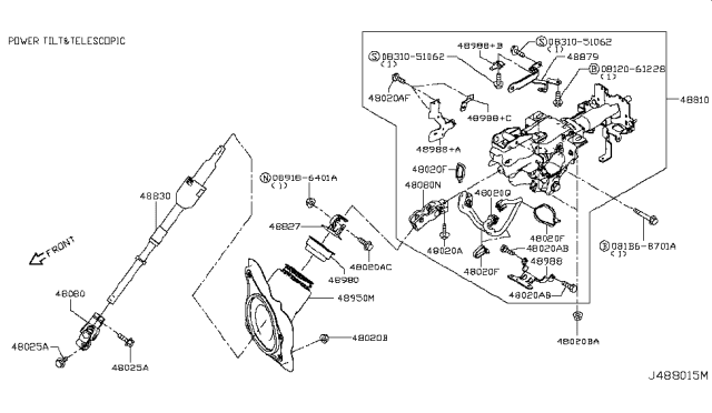 2016 Infiniti Q50  Shaft Assy-Steering Column, Lower Diagram for 488224GA1A