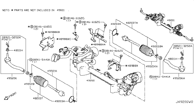 2017 Infiniti Q50  Power Steering Gear Assembly Diagram for 492005CA1A