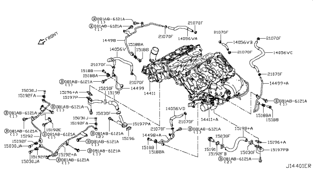 2019 Infiniti Q50  Turbocharger Oil Outlet Gasket Diagram for 151965CB0A