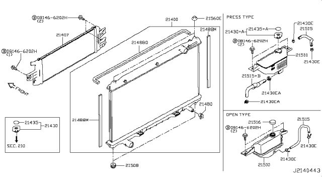2015 Infiniti Q50  Seal-Radiator, RH Diagram for 214984GB0A