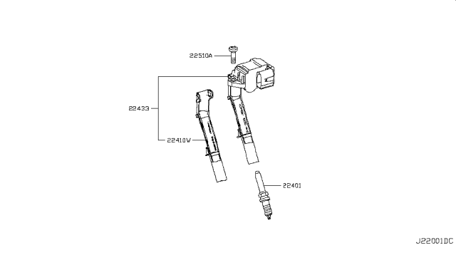 2018 Infiniti Q50  Ignition Coil Assembly Diagram for 224482V70A