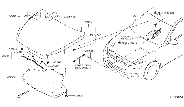 2019 Infiniti Q50  Stud-Ball, Gas Stay Diagram for 904566AK0A