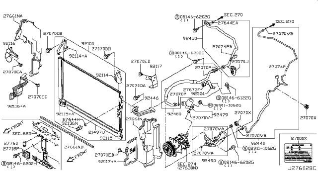2017 Infiniti Q50 Condenser & Liquid Tank Assy Diagram for 921004GA0A