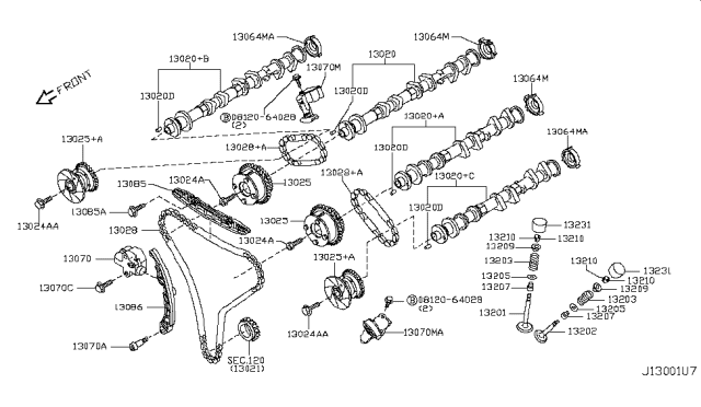 2019 Infiniti Q50  Sprocket-Camshaft, Intake Diagram for 13025HG00D