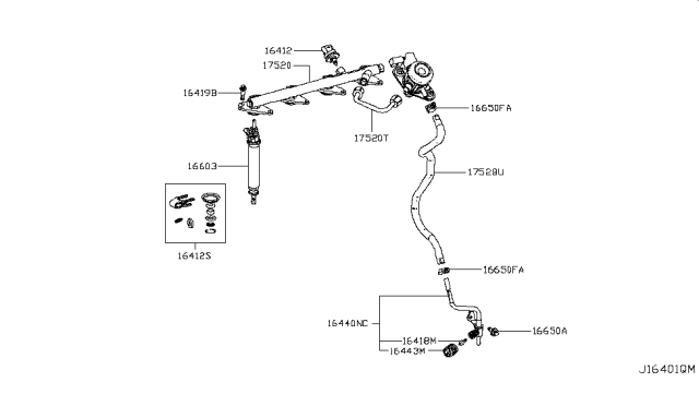 2017 Infiniti Q50  Hose-Fuel Diagram for 1644691C1N