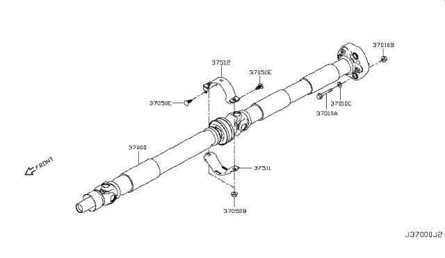 2014 Infiniti Q50 Propeller Shaft Assy Diagram for 370004GA0A