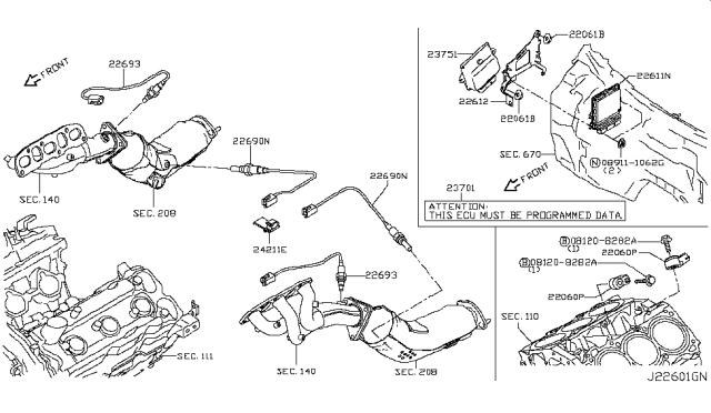 2015 Infiniti Q50  Air Fuel Ratio Sensor Diagram for 226934HK0A