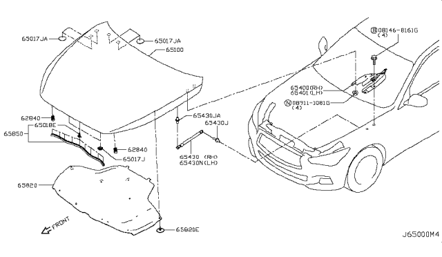 2015 Infiniti Q50 Stud-Ball, Gas Stay Diagram for 904561MA0A