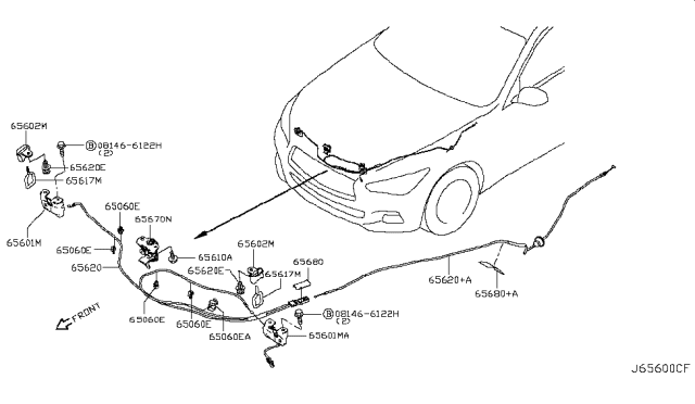 2015 Infiniti Q50  Hood Lock Assembly Diagram for 656011BB0A