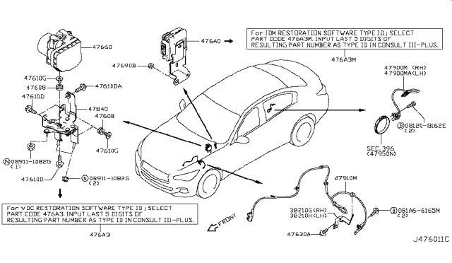 2019 Infiniti Q50 Rubber-Bush Diagram for 476081MA0B