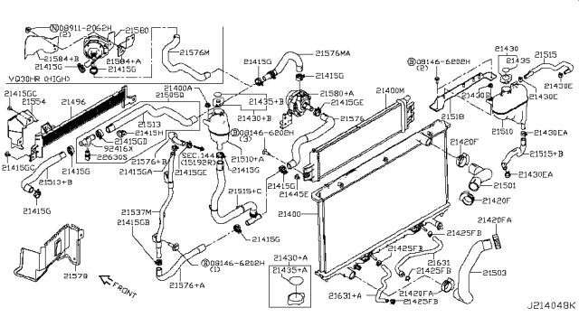 2016 Infiniti Q50  Radiator Assembly Diagram for 214604GB5A
