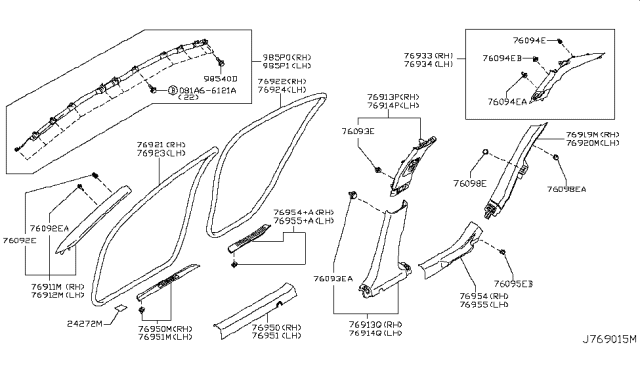 2018 Infiniti Q50  Welt-Body Side, Front LH Diagram for 769224GA0A