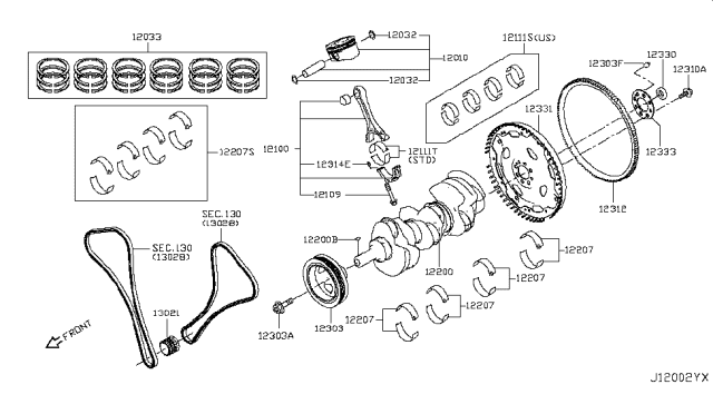 2017 Infiniti Q50  Piston-W/Pin Diagram for A20105CA0A