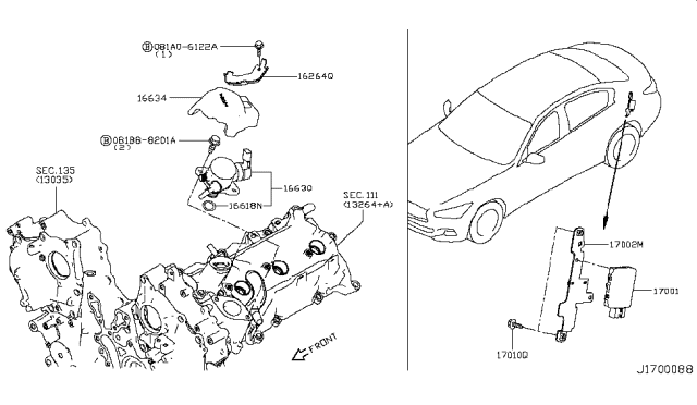 2017 Infiniti Q50  Bracket Diagram for 162645CA0D