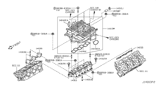 2016 Infiniti Q50  Stud-Manifold Diagram for 140704P10A
