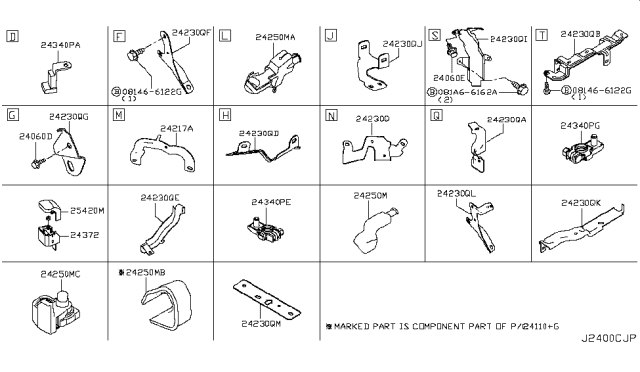 2019 Infiniti Q50 Bracket Diagram for 242304HK0B