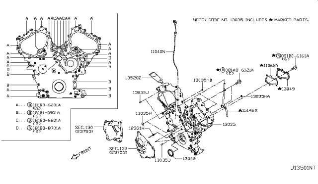 2019 Infiniti Q50  Cover Assy-Front Diagram for 135005CA2A