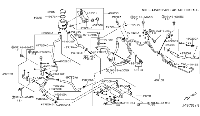 2015 Infiniti Q50  Bracket-Tube Diagram for 497304GB0A