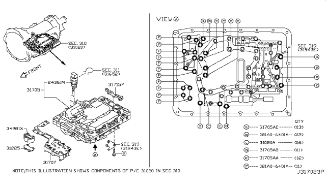 2017 Infiniti Q50  Bolt Diagram for 313771XF08