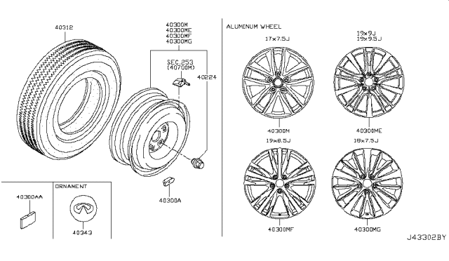 2019 Infiniti Q50  Ornament-Disc Wheel Diagram for 403425NY6A