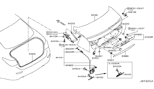 2016 Infiniti Q50 Spring-Lift Diagram for 844154GA0A