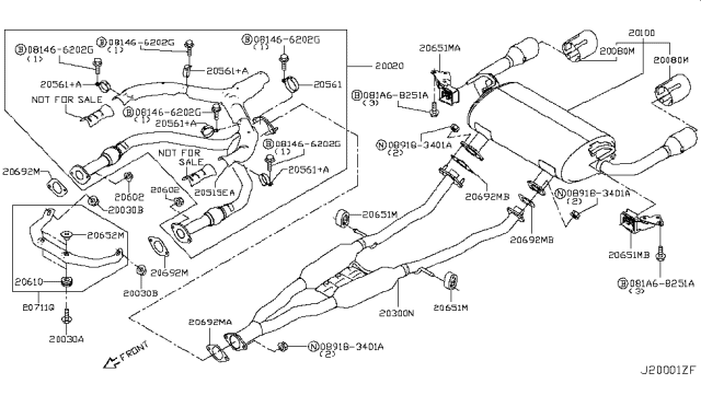 2014 Infiniti Q50  Mounting-Exhaust, Rubber Diagram for 206514GA0A