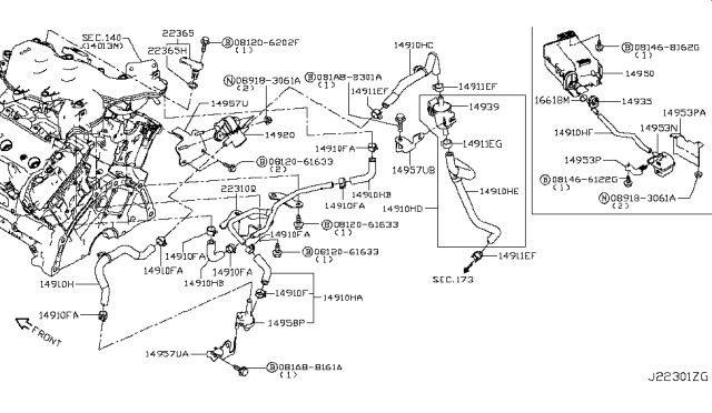 2017 Infiniti Q50  Bracket-Valve Diagram for 149324GD1A