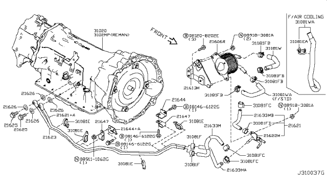 2018 Infiniti Q50  Tube Assy-Oil Cooler Diagram for 216234GA0A