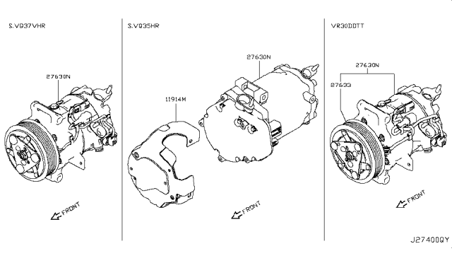 2017 Infiniti Q50  Compressor-Air Conditioner Diagram for 926004GA1B