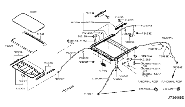2017 Infiniti Q50 Motor Assy-Sunroof Diagram for 912954GA1A