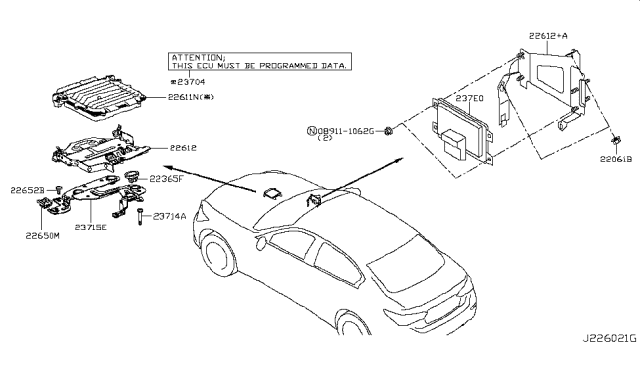 2015 Infiniti Q50 Blank Engine Control Module Diagram for 237031MG1A