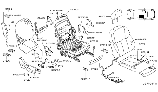2018 Infiniti Q50 Finisher Assy-Cushion, Front Seat RH Rear Diagram for 873254HA3A