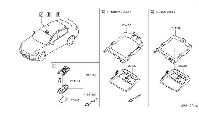 2014 Infiniti Q50  Lamp Assembly Map Diagram for 264304GD4C