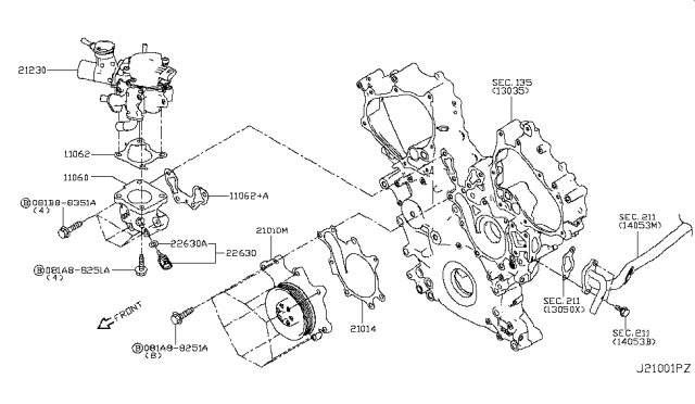 2019 Infiniti Q50 Pump Assy-Water Diagram for 210104HK0A